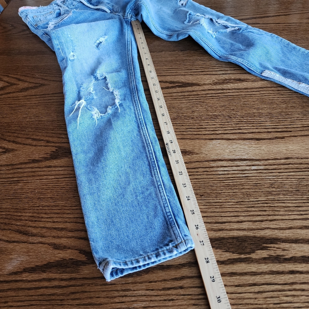 Zara Distressed Destroyed Patchwork Denim Jeans S… - image 7